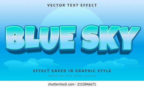 Gradient Modern 3d Blue Sky Editable Text Effect Design Template. Effect Saved In Graphic Style 