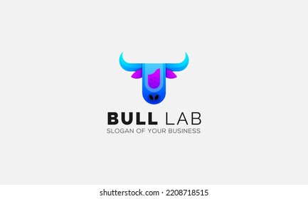 Gradient Modern Bull Lab Logo Design Vector