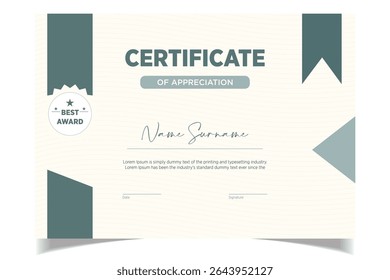 Gradient modern certificate template design Vector Isolated.