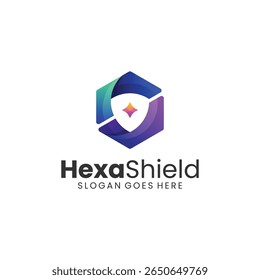 Gradiente Moderno Hexagon Shield Logo Design