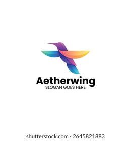 Diseño de logotipo de colibrí moderno degradado