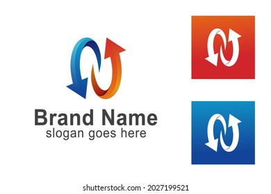 gradient modern initial letter N with arrow recycled for your identity business logo template