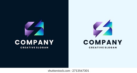 Gradient Modern Letter S Flash Dynamic Logo Template Design Vector