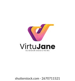Gradient Modern Letter V Logo Design