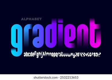 Gradient. Modern lowercase font design, alphabet letters and numbers vector illustration