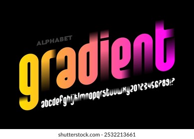 Gradient. Modern lowercase font design, alphabet letters and numbers vector illustration