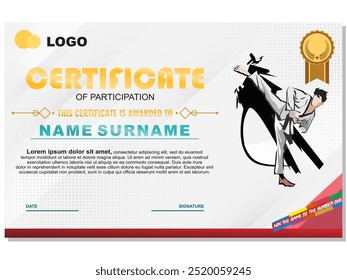 Gradiente moderno campeonato de lujo y Plantilla de diseño de certificado de participación, certificado de artes marciales