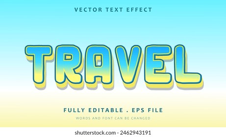 Gradient Modern Travel Editable Text Effect Design Template . Effect Saved In Graphic Style