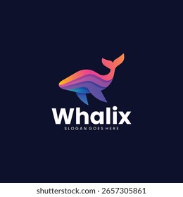 Gradient Modern Whale Logo Design