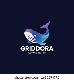 Diseño de logotipo de ballena moderna degradada
