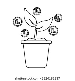 Gradient Money plant growing in a pot. Vector illustration