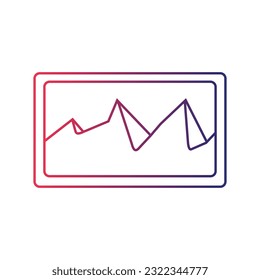 Gradient monochrome contour with picture of mountains and hills vector illustration