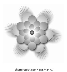 Gradient monochrome stylized flower. Vector gradient drawing.
