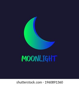 gradient moon logo, minimalist logo for brands and companies