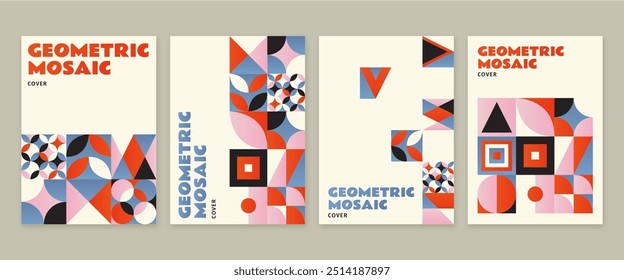 Gradient mosaic covers collection vector design in eps 10