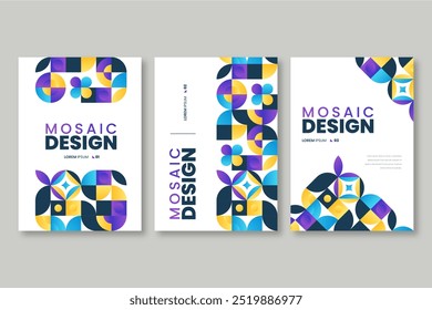 Gradient mosaic covers collection vector design in eps 10