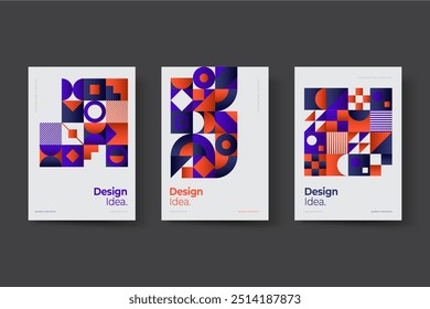 Gradient mosaic covers vector design in eps 10