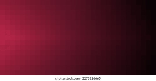 Gradient mosaic square background pattern. Trend color of the year 2023 viva magenta and black. Design texture elements for banners, covers, posters, backdrops, walls. Vector illustration.