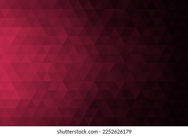 Gradient mosaic triangle background pattern. Trend color of the year 2023 viva magenta and black. Design texture elements for banners, covers, posters, backdrops, walls. Vector illustration.