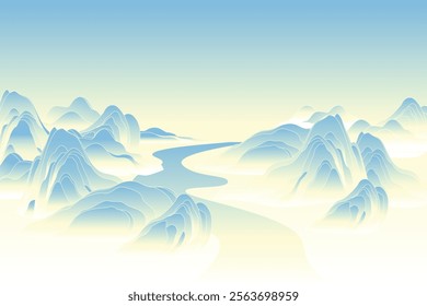 Gradient mountain illustration background design