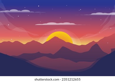 gradient mountain surise landsacpe sunset background