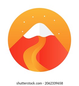 Gradient mountain vector icon. Landscape icon