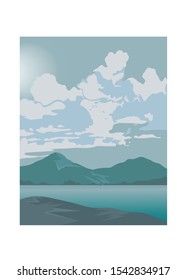 Gradient mountains landscape background Vector
