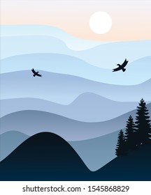 Gradient mountains landscape background Vector design
illustration