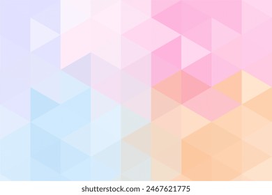 Gradient multicolor pastel background on triangle pattern. Geometric abstract soft tone pixel background. Shabby pixel.