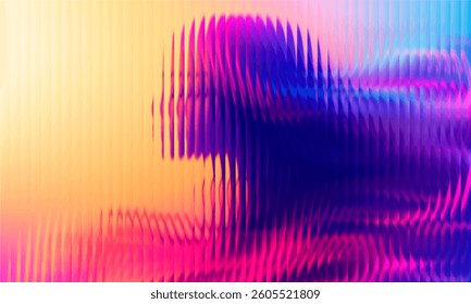 Gradient Multicolored. Vector Glass grainy Blurred neon in pastel colors. Woman face. Multicolored glass texture for banner, wallpaper, template, print.