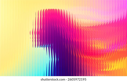 Gradient Multicolored. Vector Glass grainy Blurred neon in pastel colors. Woman face. Multicolored glass texture for banner, wallpaper, template, print.