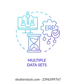 Gradient multiple data sets icon concept, isolated vector, enterprise resource planning thin line illustration.