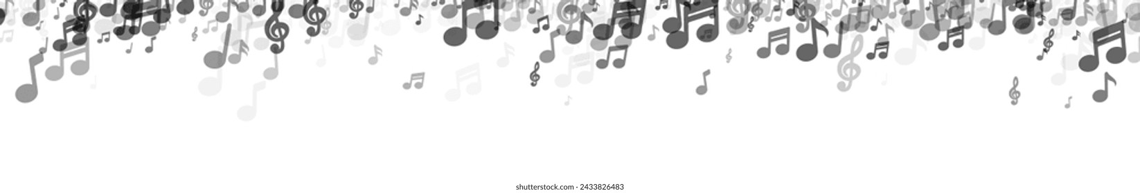 A gradient of music notes in grayscale, fading from dark to light, offering a subtle and sophisticated visual suitable for diverse creative projects.