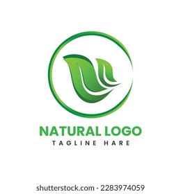 Gradient Natural logo vector illustration with green color