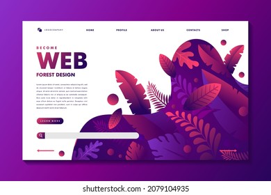 gradient nature web design. Set of web page design templates. Flat design vector illustration concept for website development and mobile website.