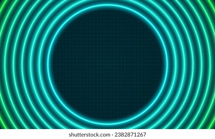 Fondo de las luces azul y verde del neón gradiente, fondo futurista del borde del marco.