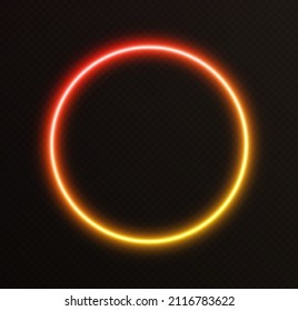 Gradient neon circle, orange-yellow glowing border isolated on a dark background.