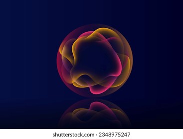 Gradient neon color sphere. Round holographic gradients. Glowing bright liquid gradient shape. Curved line for banner and flyer, social media. Vector twirl.