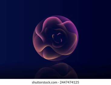 Gradient neon color sphere. Round holographic gradients. Glowing bright liquid gradient shape. Curved line for banner and flyer, social media. Vector twirl.