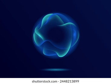 Gradient neon color sphere. Round holographic gradients. Glowing bright liquid gradient shape. Curved line for banner and flyer, social media. Vector twirl.