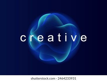 Esfera de color de neón degradado. Gradientes holográficos redondos. Forma de gradiente líquido brillante brillante. Línea curva para Anuncio y volante, redes sociales. Giro de Vector.	