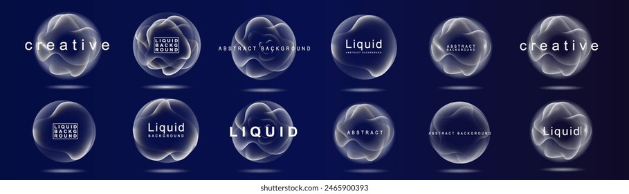 Esfera de color de neón degradado. Gradientes holográficos redondos. Forma de gradiente líquido brillante brillante. Línea curva para Anuncio y volante, redes sociales. Giro de Vector.	