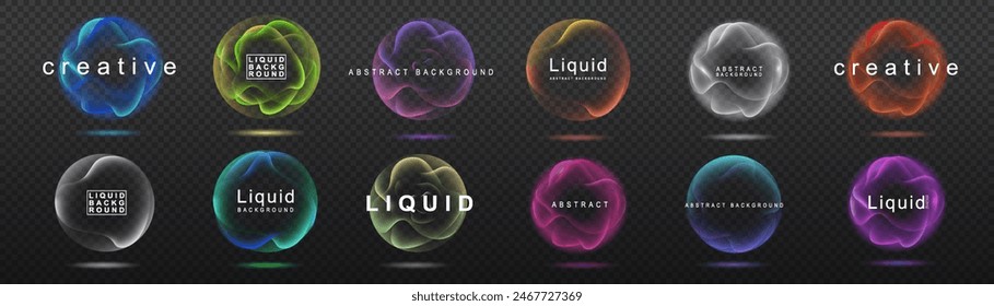 Esfera de color de neón degradado. Gradientes holográficos redondos. Forma de gradiente líquido brillante brillante. Línea curva para Anuncio y volante, redes sociales. Giro de Vector.	