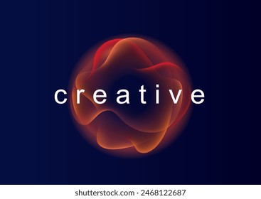 Esfera de color de neón degradado. Gradientes holográficos redondos. Forma de gradiente líquido brillante brillante. Línea curva para Anuncio y volante, redes sociales. Giro de Vector.	