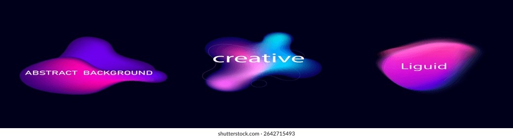 Farbkugel des Verlaufsneons. Runde holografische Gradienten. Glänzende helle Flüssig-Gradientenform. Gekrümmte Linie für Banner und Flyer, Social Media.