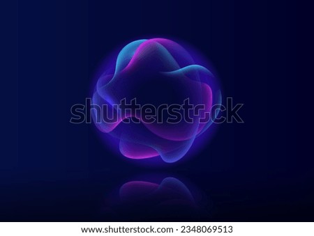 Gradient neon color sphere. Round holographic gradients. Glowing bright liquid gradient shape. Curved line for banner and flyer, social media. Vector twirl.