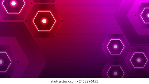 Gradient neon hexagonal background vector design in eps 10