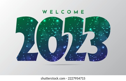 Gradient New Year 2023 design background with sparkling glow effect. Twenty Twenty Three vector design