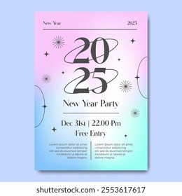 Gradient new year 2025 poster flyer template