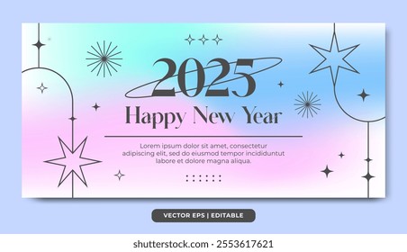 Gradient new year 2025 social media banner template